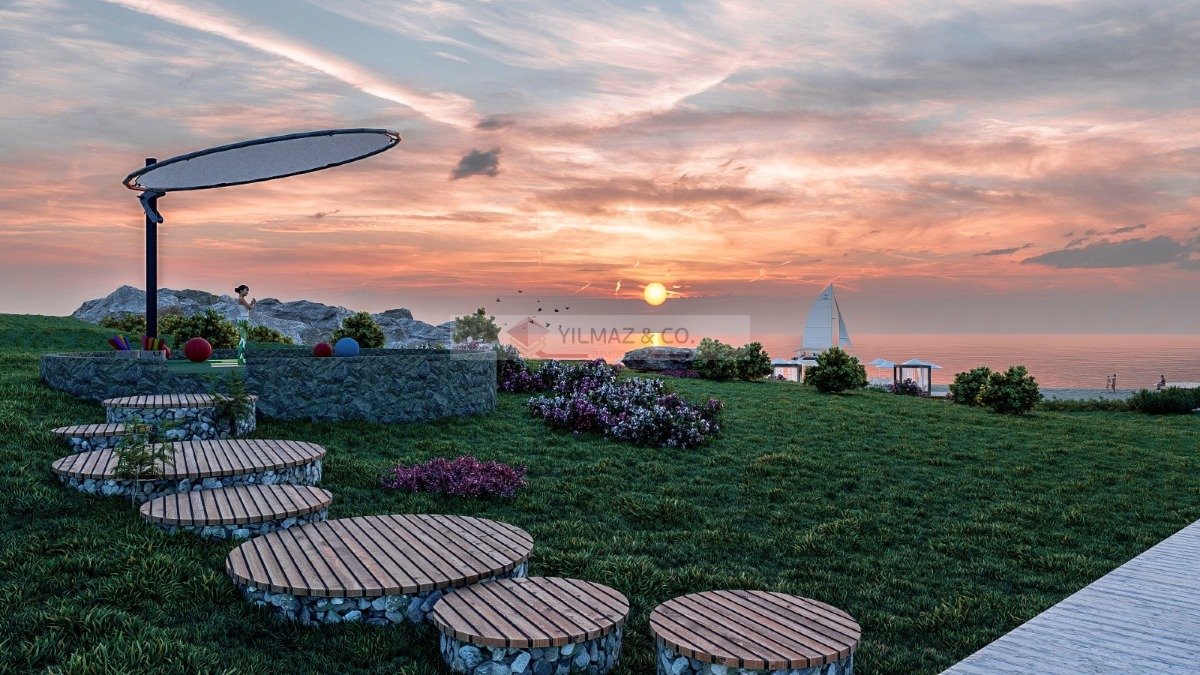 Fertigstellung 2023 Luxus - Terrassenwohnung mit Garten in Kyrenia - Esentepe zu verkaufen