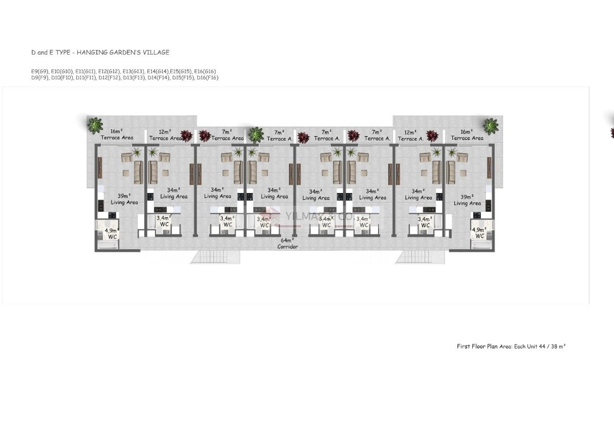 NEUBAU 2025 - 1 Zimmer-Penthousewohnung in Kyrenia zu verkaufen