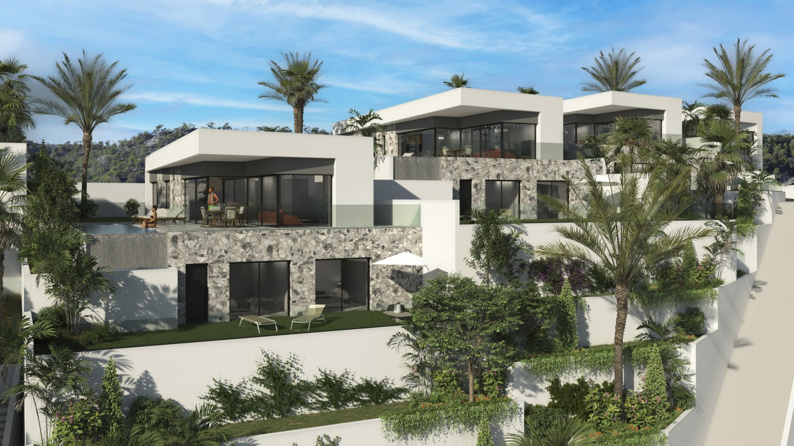 Benidorm: We present to you a new villa in Finestrat in a closed urbanization with sea views. Finestrat is a cozy urbanization with sea views seven minutes driv 
