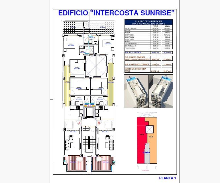 We present apartments in Edificio Intercosta Sunrise in the city of Torrevieja. The building consists of 12 apartments. Shared rooftop pool.The apartm