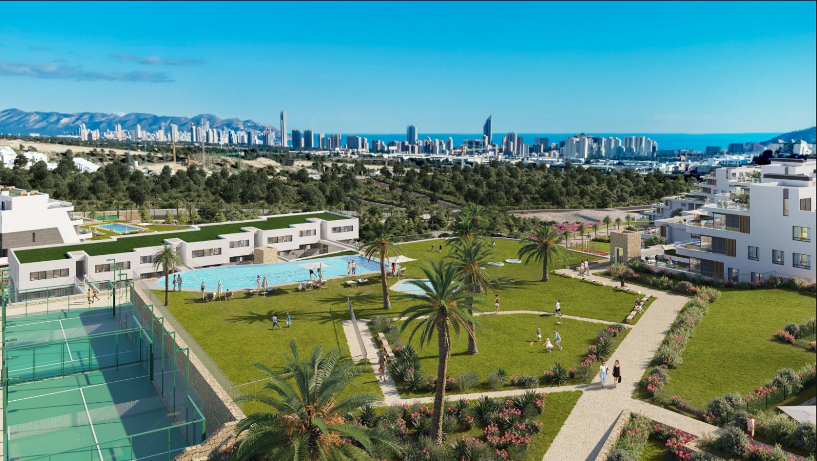 Modern apartments are offered for sale in a new gated residential complex located in the cozy Finestrat, a picturesque urbanization with sea views, ju