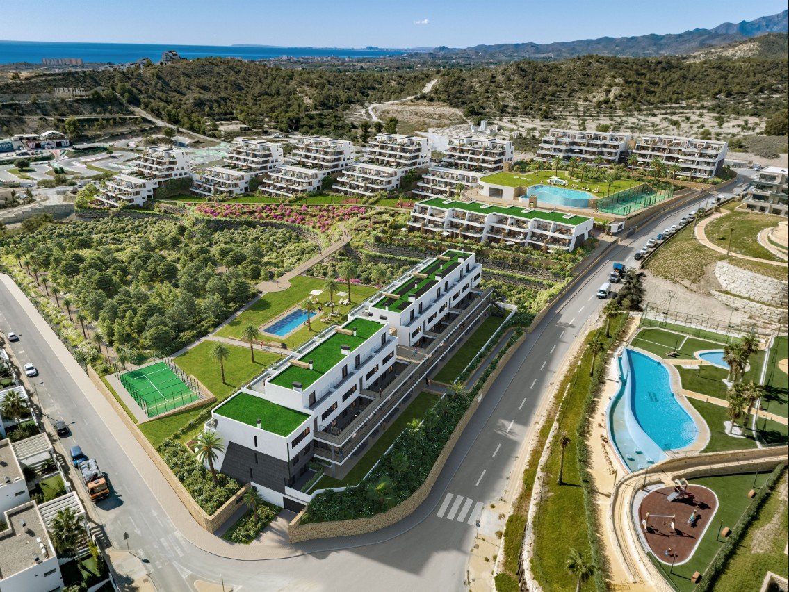 Modern apartments are offered for sale in a new gated residential complex located in the cozy Finestrat, a picturesque urbanization with sea views, ju