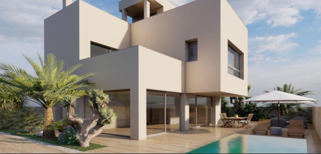 pilar-de-la-horadada:  Complex of 2 villas in Pilar de la Horadada with sea views, 3 bedrooms with the possibility of a fourth bedroom, with 3 bathrooms, from 211.45 m2, to 
