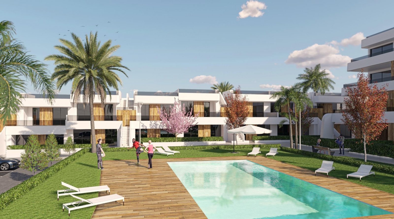 alhama-de-murcia:  Complex of 18 bungalows in Alhama (Murcia) with 2/3 bedrooms and 2 bathrooms, starting from 72.40 m2. Public swimming pool. On the lower floors there 