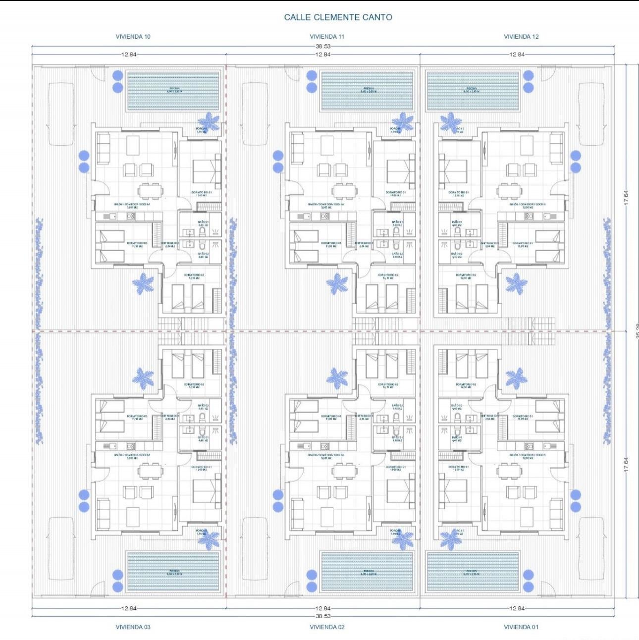  Complex of single-storey detached villas in Balsicas, Murcia with 3 bedrooms and 2 bathrooms, built area from 96.32 m2. And with a total area of ​​22