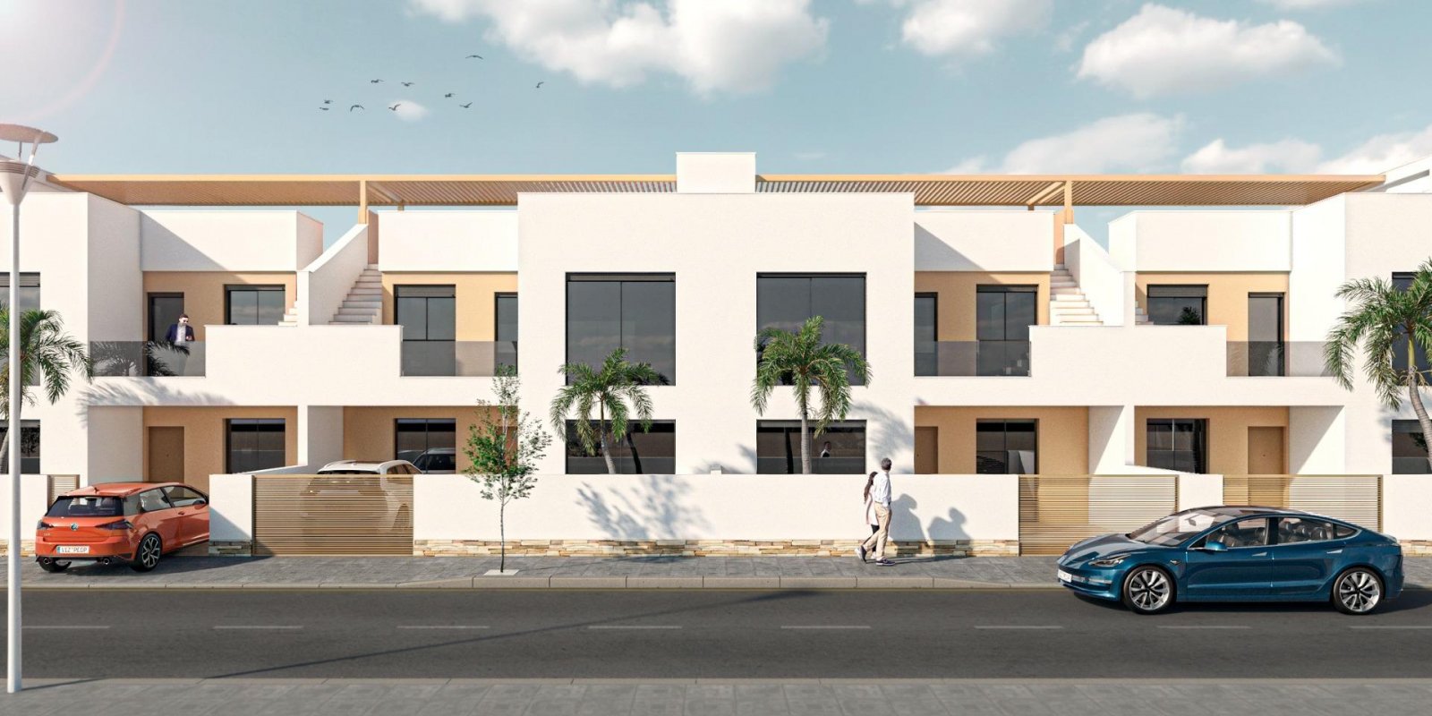 san-pedro-del-pinatar:  Bungalow complex in San Pedro Del Pinatar (Murcia). For sale there is a ground floor bungalow with a plot of land of 91 sq.m. and an upper floor with 