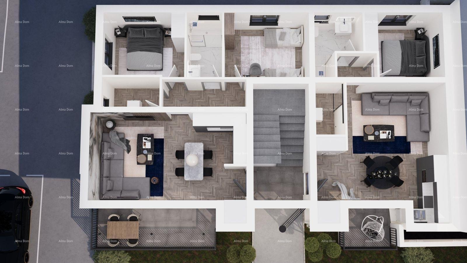 Wohnung ŽMINJ – Moderne Wohnung im ersten Stock mit Terrasse (Wohnung E)