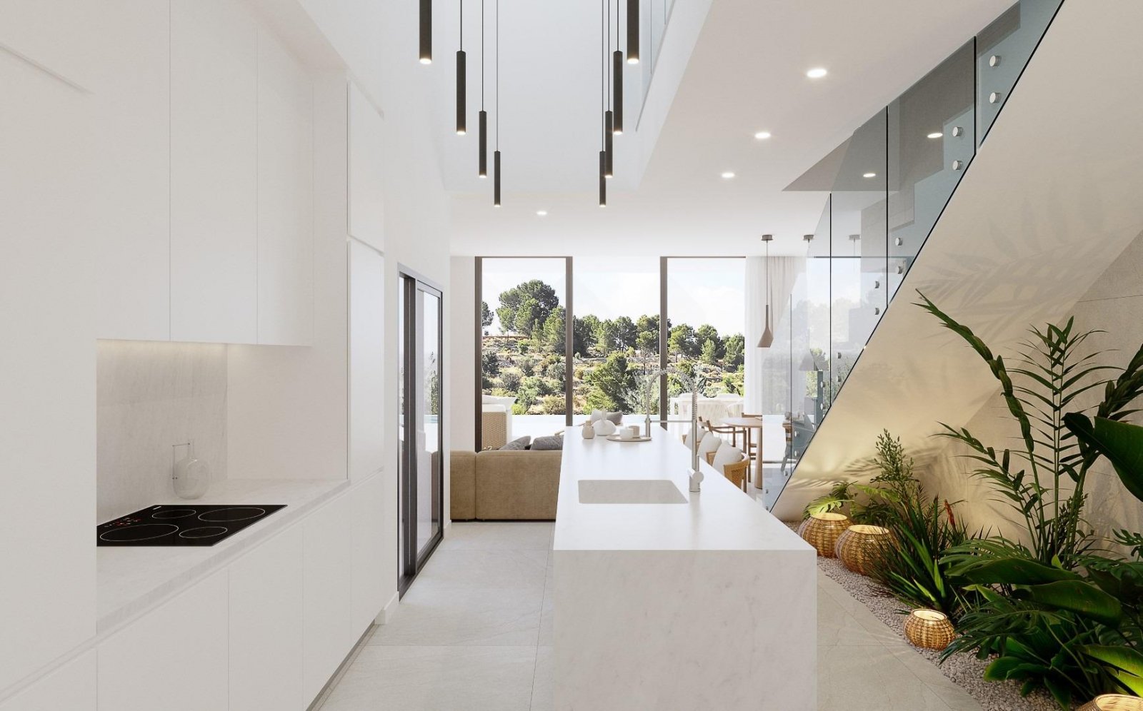  Newly built villa in La Pinada Urbanization, Finestrat. House with 3 bedrooms, 4 bathrooms, living room with built-in kitchen, with a modern desig...