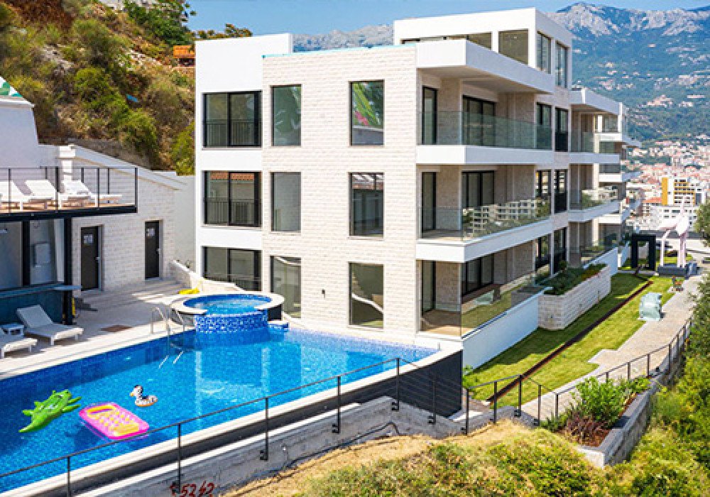 Budva, a new luxury residential complex with panoramic views, a closed area and a swimming pool.

Distance to the sea 350m

sea view

The complex cons