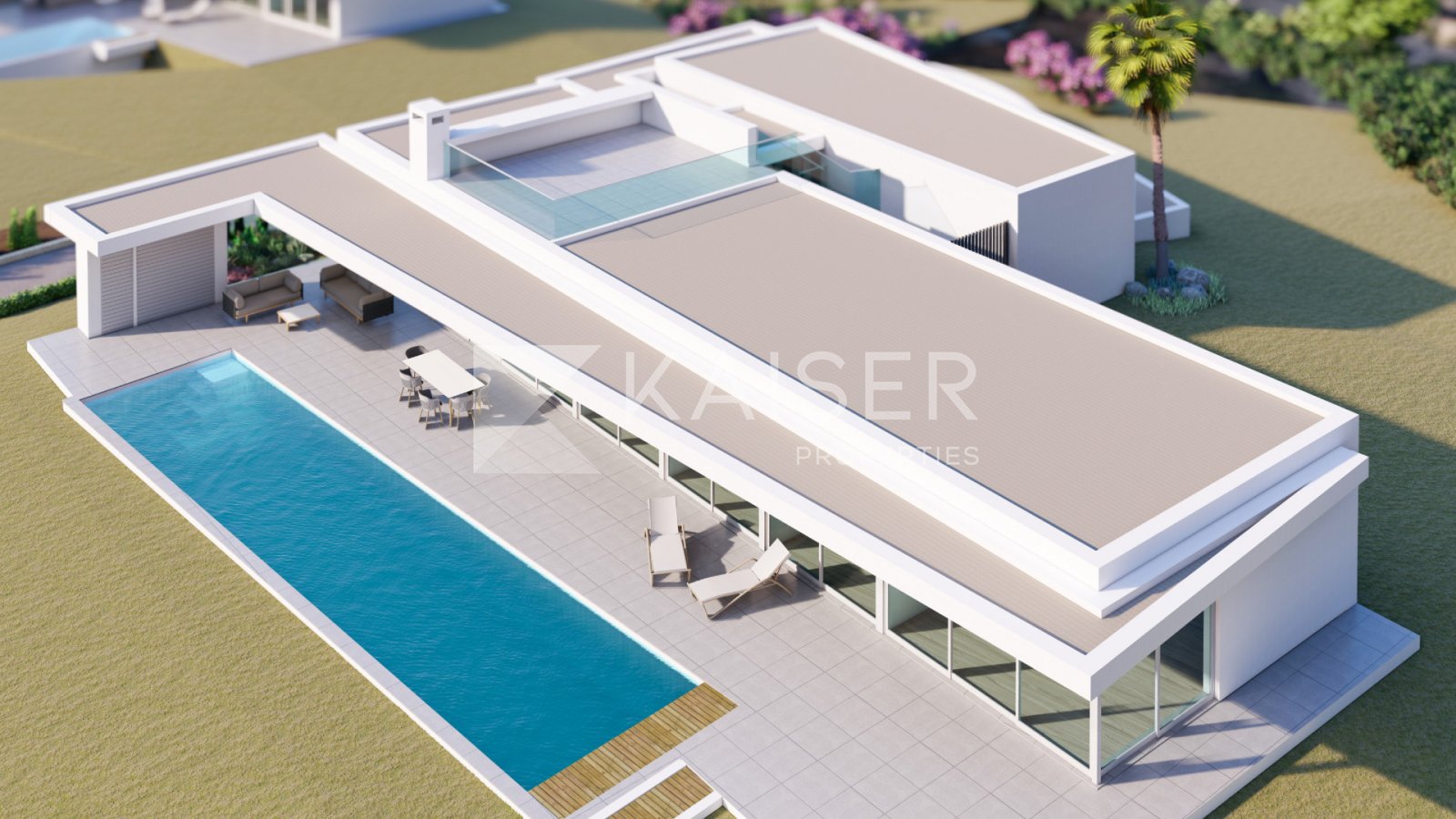 In einer prestigeträchtigen Gegend nahe Lagos, unweit des renommierten Golfplatzes Palmares, vereint diese außergewöhnliche Neubauvilla moderne Archit