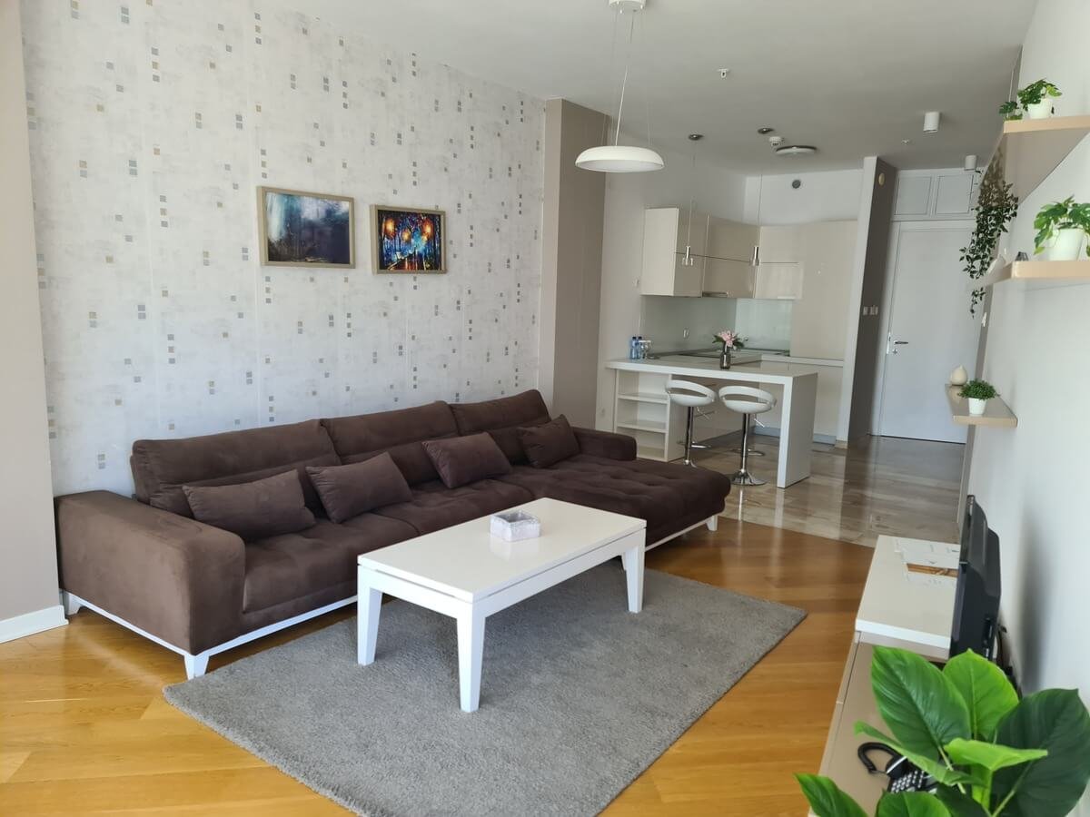 Budva: Apartment is located on floor 12 of modern building, 100 m from the sea and 300 m from Budva Old Town. Apartment is fully furnished, with 1 bedroom... 