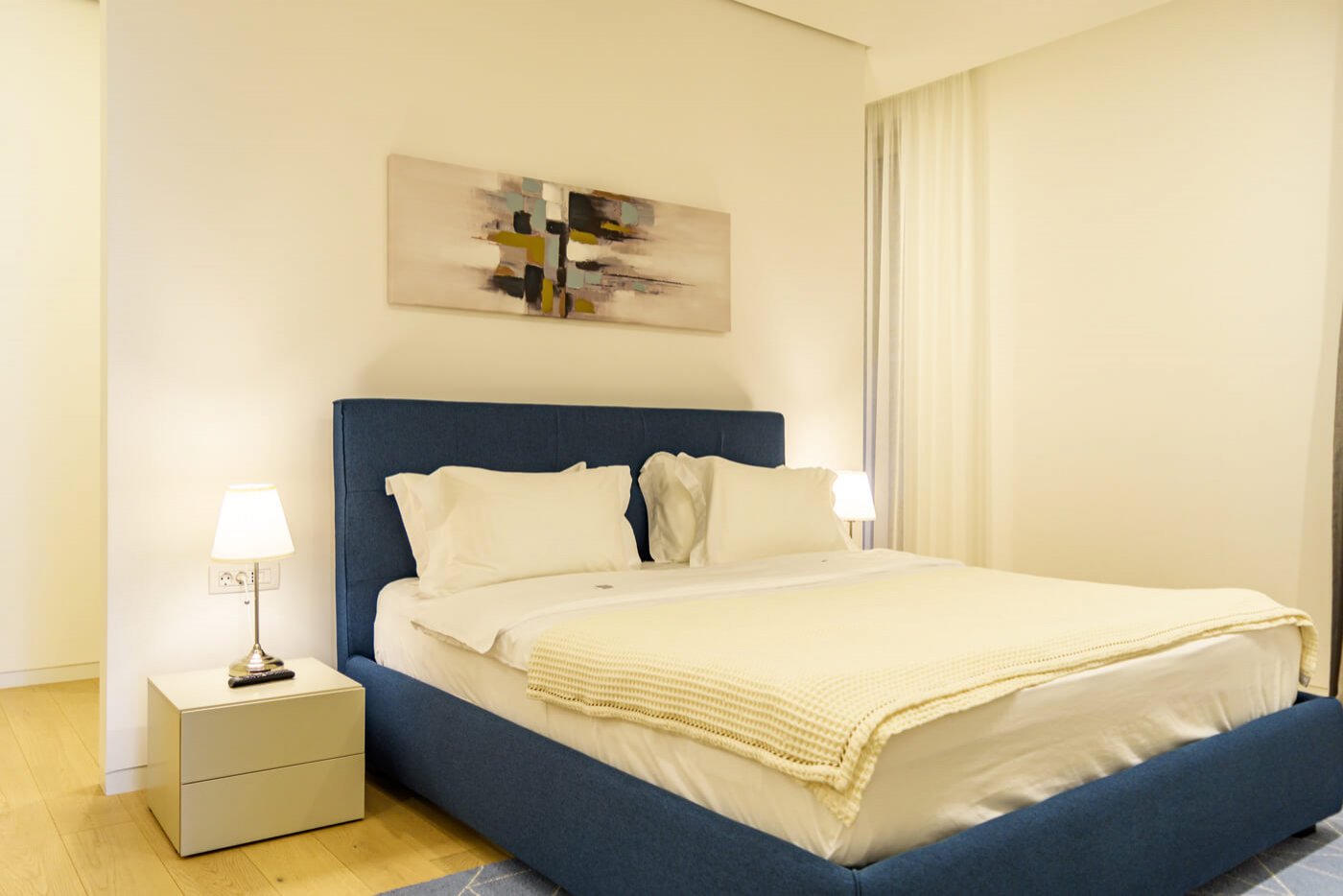 This elegant apartment is located in Luxury Resort between Budva and Becici. It is very spacious with 2 bedrooms and very nice garden lane view. Ap...